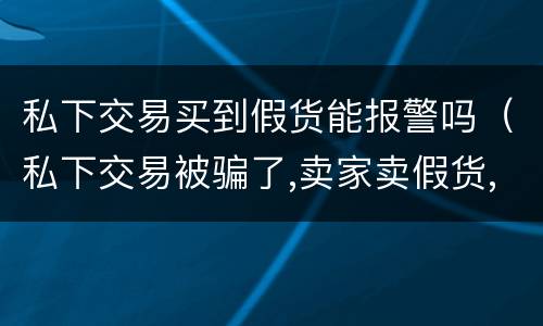 私下交易买到假货能报警吗（私下交易被骗了,卖家卖假货,报警有用吗）
