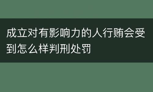 成立对有影响力的人行贿会受到怎么样判刑处罚
