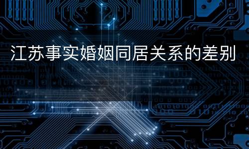 江苏事实婚姻同居关系的差别