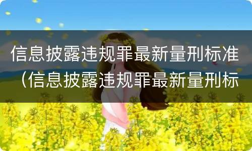 信息披露违规罪最新量刑标准（信息披露违规罪最新量刑标准是多少）