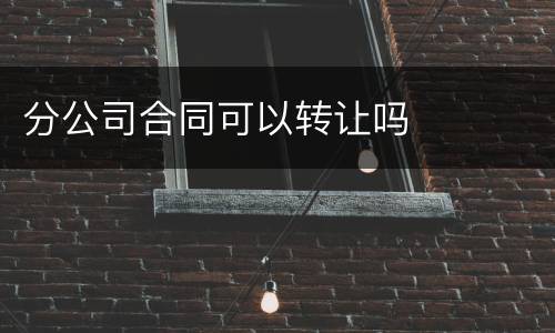 分公司合同可以转让吗