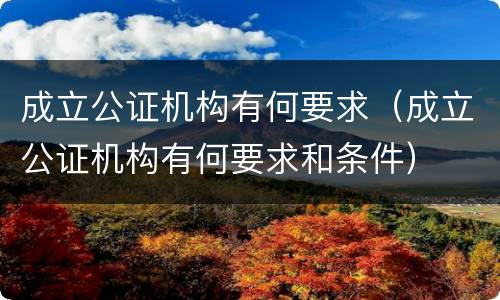 成立公证机构有何要求（成立公证机构有何要求和条件）