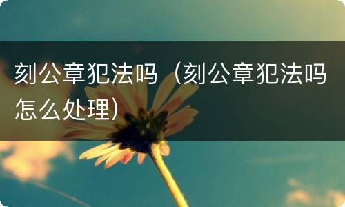 刻公章犯法吗（刻公章犯法吗怎么处理）