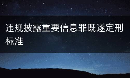 违规披露重要信息罪既遂定刑标准