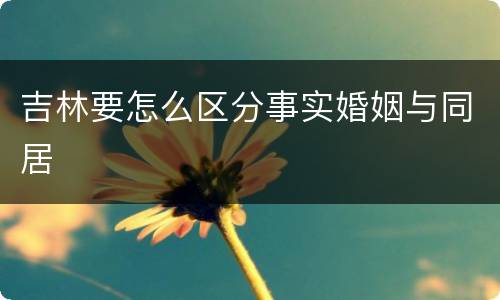 吉林要怎么区分事实婚姻与同居