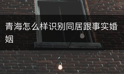 青海怎么样识别同居跟事实婚姻