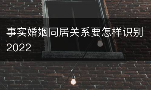 事实婚姻同居关系要怎样识别2022