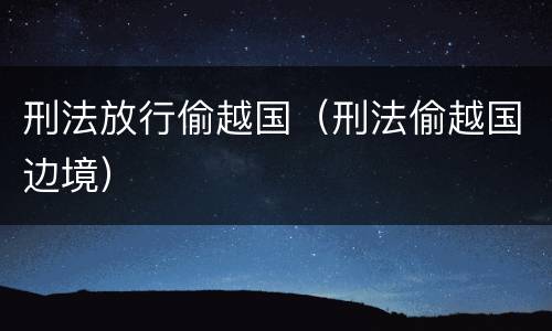 刑法放行偷越国（刑法偷越国边境）