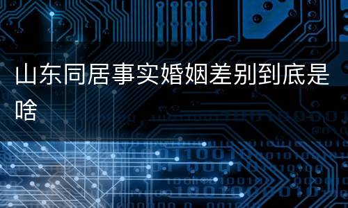 山东同居事实婚姻差别到底是啥