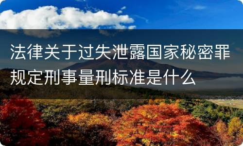 法律关于过失泄露国家秘密罪规定刑事量刑标准是什么