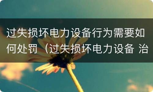 过失损坏电力设备行为需要如何处罚（过失损坏电力设备 治安处罚）