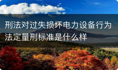 刑法对过失损坏电力设备行为法定量刑标准是什么样