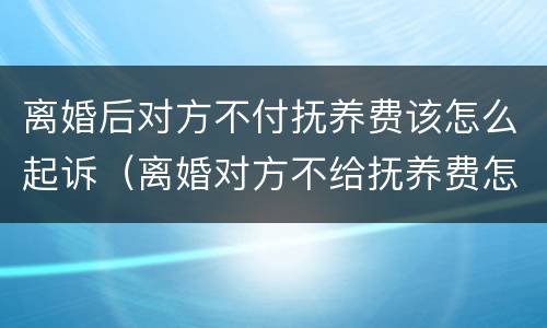 离婚后对方不付抚养费该怎么起诉（离婚对方不给抚养费怎么起诉）