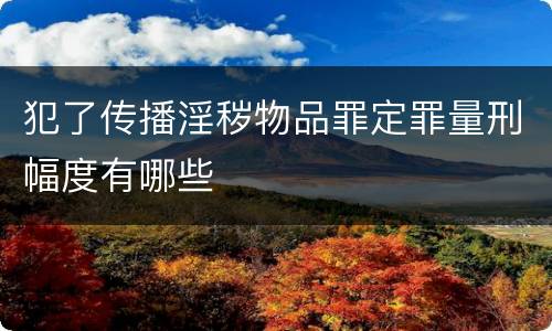 犯了传播淫秽物品罪定罪量刑幅度有哪些