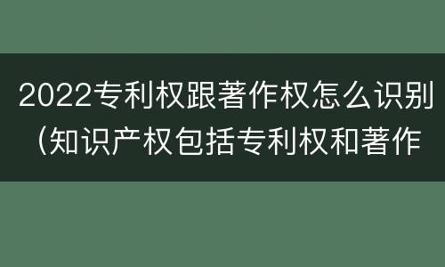 2022专利权跟著作权怎么识别（知识产权包括专利权和著作权吗）