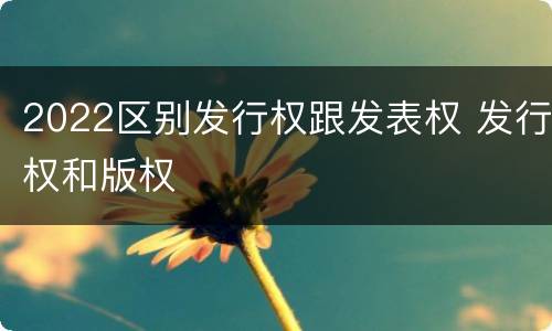 2022区别发行权跟发表权 发行权和版权