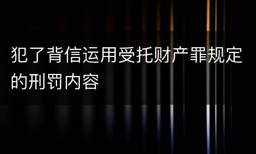 犯了背信运用受托财产罪规定的刑罚内容
