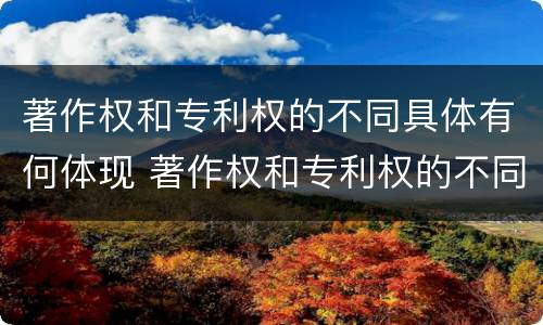 著作权和专利权的不同具体有何体现 著作权和专利权的不同具体有何体现呢