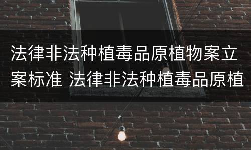 法律非法种植毒品原植物案立案标准 法律非法种植毒品原植物案立案标准是多少