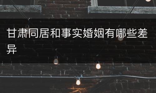 甘肃同居和事实婚姻有哪些差异