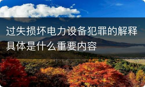 过失损坏电力设备犯罪的解释具体是什么重要内容