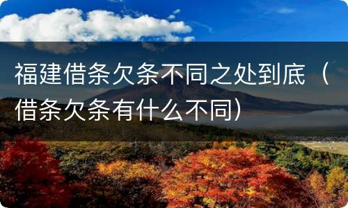 福建借条欠条不同之处到底（借条欠条有什么不同）