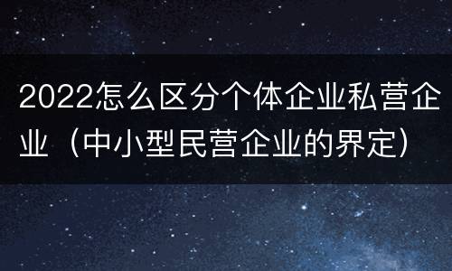 2022怎么区分个体企业私营企业（中小型民营企业的界定）
