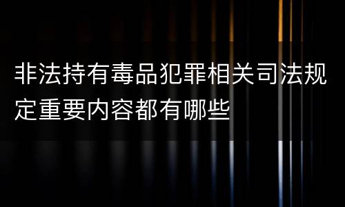 非法持有毒品犯罪相关司法规定重要内容都有哪些