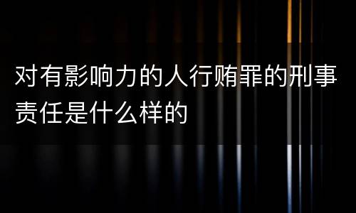 对有影响力的人行贿罪的刑事责任是什么样的