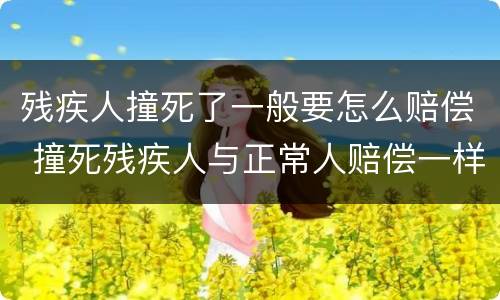 残疾人撞死了一般要怎么赔偿 撞死残疾人与正常人赔偿一样不?