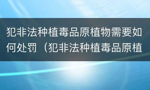 犯非法种植毒品原植物需要如何处罚（犯非法种植毒品原植物需要如何处罚呢）