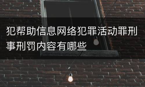 犯帮助信息网络犯罪活动罪刑事刑罚内容有哪些