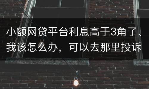 小额网贷平台利息高于3角了、我该怎么办，可以去那里投诉他们