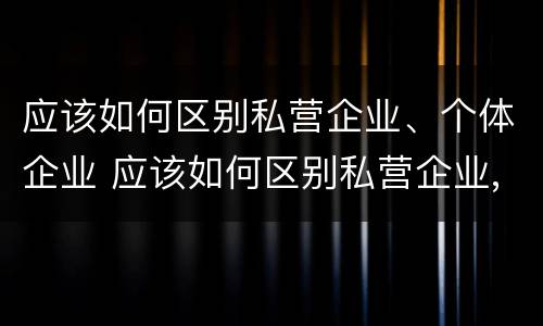 应该如何区别私营企业、个体企业 应该如何区别私营企业,个体企业和公司