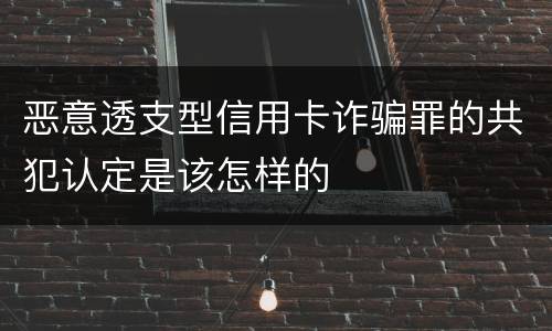 恶意透支型信用卡诈骗罪的共犯认定是该怎样的