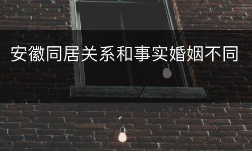 安徽同居关系和事实婚姻不同