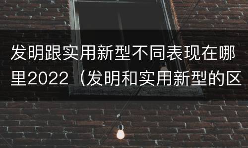 发明跟实用新型不同表现在哪里2022（发明和实用新型的区别）