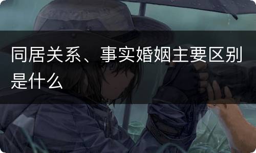 同居关系、事实婚姻主要区别是什么