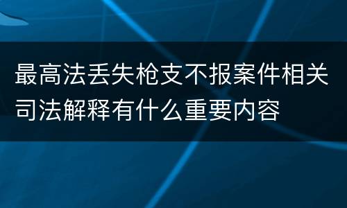 最高法丢失枪支不报案件相关司法解释有什么重要内容