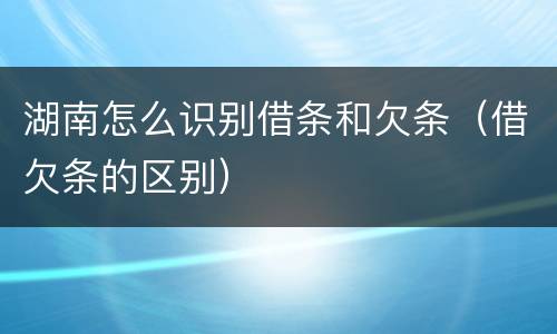 湖南怎么识别借条和欠条（借欠条的区别）