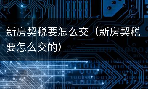 新房契税要怎么交（新房契税要怎么交的）