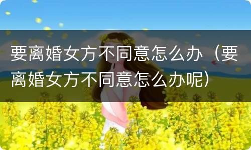要离婚女方不同意怎么办（要离婚女方不同意怎么办呢）