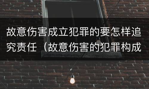 故意伤害成立犯罪的要怎样追究责任（故意伤害的犯罪构成要件）