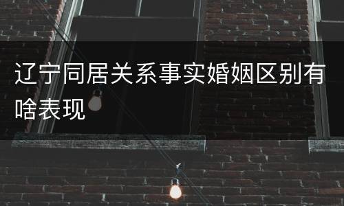 辽宁同居关系事实婚姻区别有啥表现