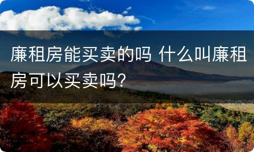 廉租房能买卖的吗 什么叫廉租房可以买卖吗?
