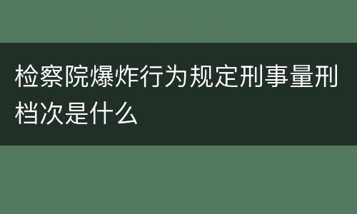 检察院爆炸行为规定刑事量刑档次是什么
