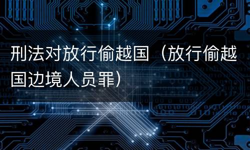 刑法对放行偷越国（放行偷越国边境人员罪）