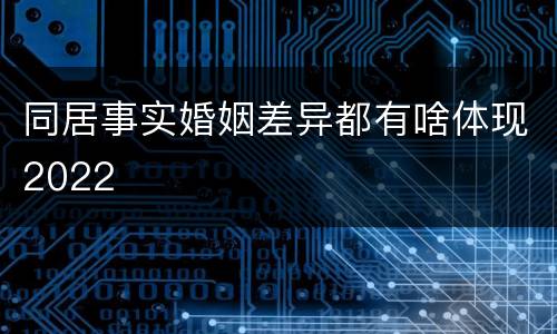 同居事实婚姻差异都有啥体现2022