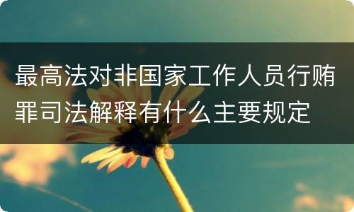 最高法对非国家工作人员行贿罪司法解释有什么主要规定