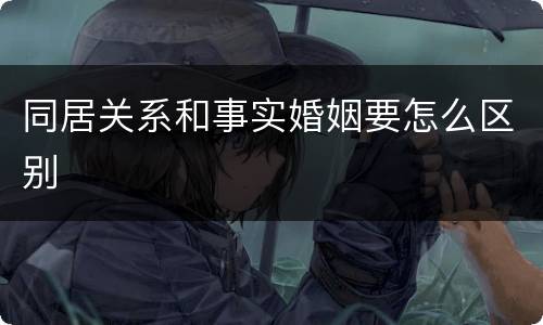 同居关系和事实婚姻要怎么区别